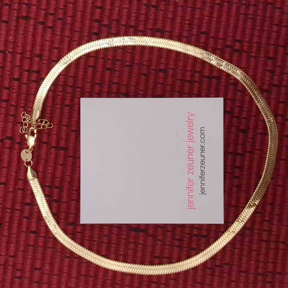 NWT, jennifer zeuner jewelry, gold herringbone,